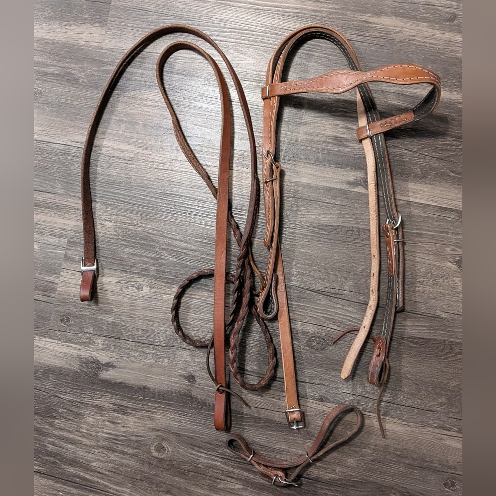 Teskey's Medium Light Oil Leather Western Bridle Headstall